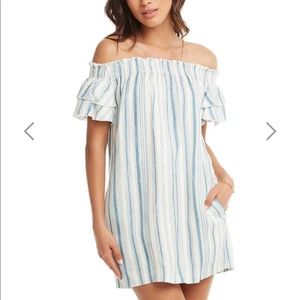 Chaser beachy smocked off the shoulder dress